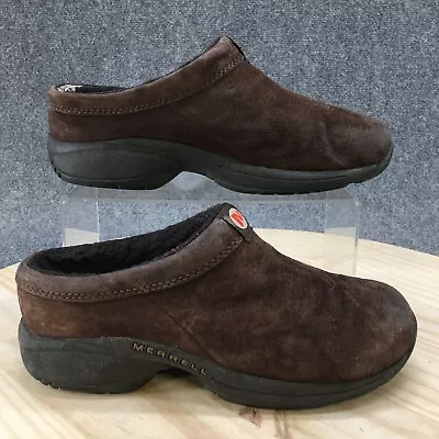 Merrell Shoes Womens 8 Primo Chill Slide Mule Brown Suede Sheepskin Fur Slip On • $15.94