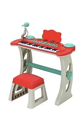 Chad Valley Toys Kids Piano Keyboard Stand And Stool - Red • £48