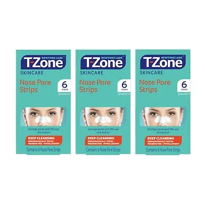 3 X 6 T-Zone Skin Care Nose Pore Strips Deep Cleansing Blackheads - Free P&P 💖 • £9.55