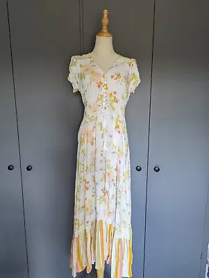 Jaase Boho Floral Maxi Women's Casual Summer V Neck Dress Size M • $29