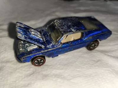 Hot Wheels Redlines 1968 Custom Mustang! Blue White Interior • $89.99