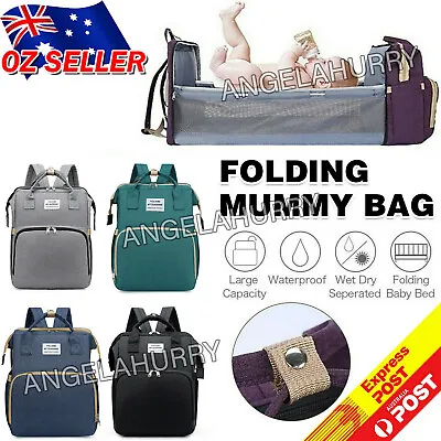 $19.99 • Buy Large Changing Mummy Bag Nappy Diaper Crib Backpack Baby Bed Folding NEW