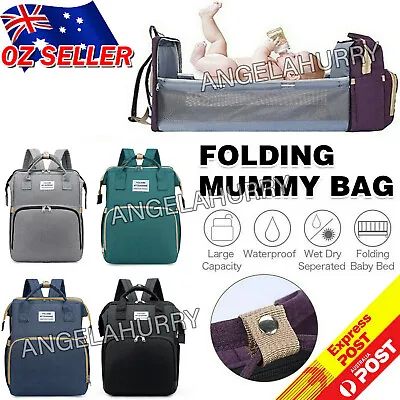 Large Changing Mummy Bag Nappy Diaper Crib Backpack Baby Bed Folding NEW • $20.99