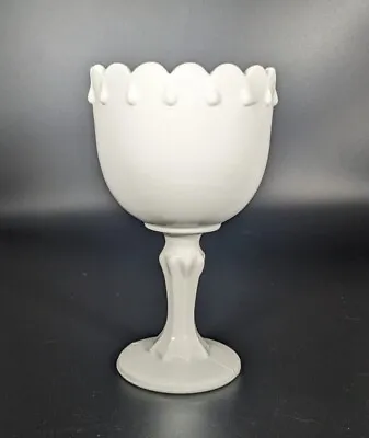 Vintage Indiana Milk Glass Goblet Tear Drop Scalloped Pedestal Compote MCM  • $14.99