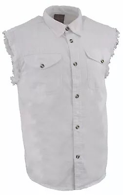 Milwaukee Leather DM4006 Men's White Lightweight Sleeveless Denim Shirt • $21.99