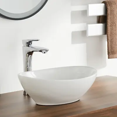 White Bathroom Ceramic Counter Top Basin Cloakroom Gloss Hand Wash Oval Sink UK • £27.99