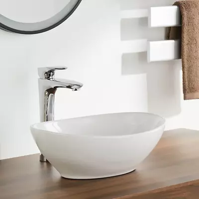 White Bathroom Ceramic Counter Top Basin Cloakroom Gloss Hand Wash Oval Sink UK • £27.50