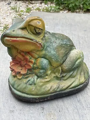 Vintage Concrete Lawn Ornament Frog 9”x7”x7” • $90