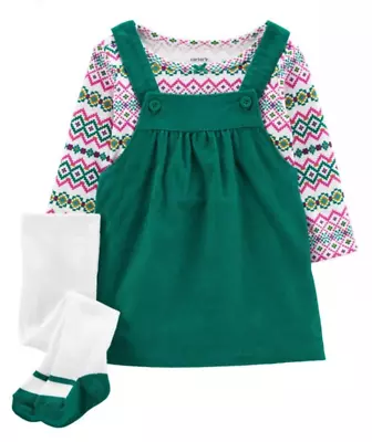 Toddler Girl Carters Green Jumper In Size Nb • $12.75