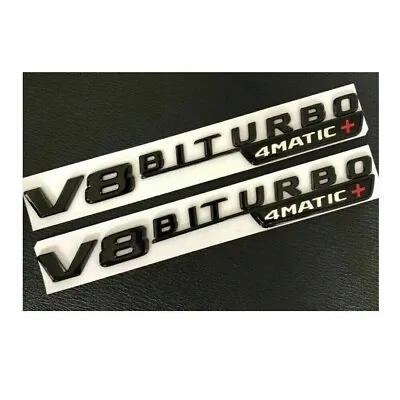 Gloss Black V8 BITURBO 4MATIC+ Fender Emblems Badges For Mercedes AMG • $14.97