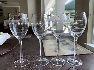 4 -Mikasa Cheers White Wine Crystal Glasses 9 Inch Tall - Look New • $38