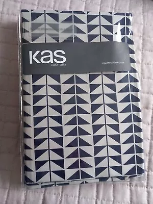 NEW Kas Frenti Square Triangle Patterned Navy And Grey Pillowcase • £9.90