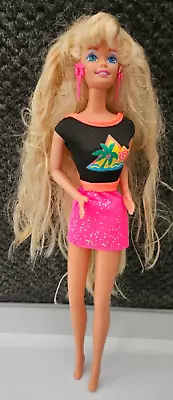 1993 MATTEL GLITTER BARBIE HAIR DOLL Original Top Skirt Earrings • $12.99