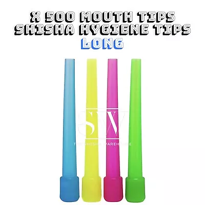 £9.99 • Buy 500 Male Hygiene Shisha Mouth Tips LONG. Assorted Colours Hookah Mouth Pieces.
