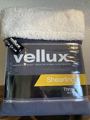 Vellux Shearling Throw Ombre Blue & Ivory 50”x70” • $19.99