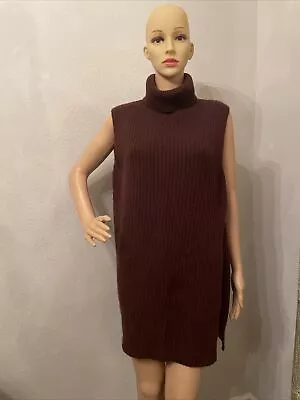 Katag AG 100% Cashmere Sleeveless Turtleneck Tunic Sweater Cabernet M EUC • $129