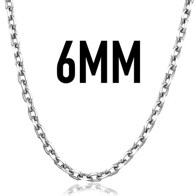3/6/9mm Mens Chain Silver Stainless Steel Cable Link Necklace 18/20/22/24 Inches • $8.99
