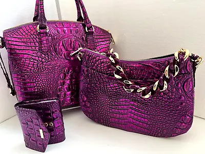 £977.38 • Buy Brahmin Purple Potion 3pc Leather Duxbury Handbag Veronica Wallet Mod Shayna NWT
