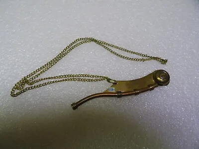 Vintage Patina Copper Brass Boatswain Nautical Call Bosun's Whistle Pipe + Chain • $25