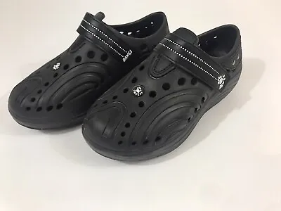$14.99 • Buy Dawgs Black Rubber Shoes Slip On With Straps Size 5/35 Rocker Bottom Clogs