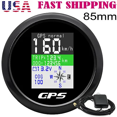 85mm Waterproof Digital GPS Speedometer Odometer Voltmeter For Boat Car Truck US • $41.76