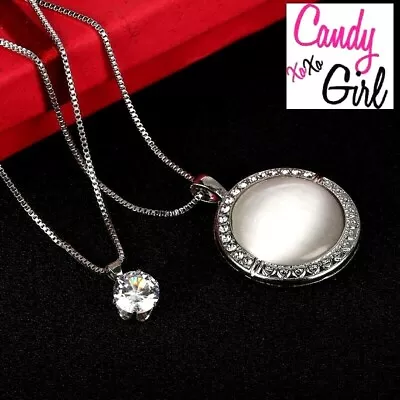 £5.99 • Buy Crystal Diamante & Imitation Opal Long Chain Maxi Silver Necklace Set