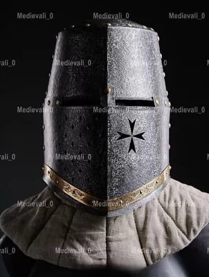 16 Gauge Steel Medieval Crusader Knight Great Helm Viking Helmet Crusader Knight • $187