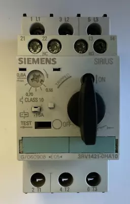 Siemens 3rv1421-0ha10 Manual Motor Starter 16a Class 10 0.55-0.8a 50/60hz Cat.a • $20