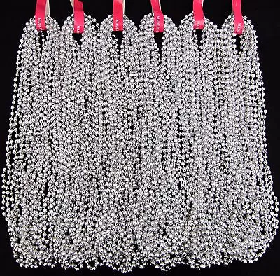 Mardi Gras Beads Silver Disco 6 Dozen School Parade Football Party 72 Necklaces • $15.99