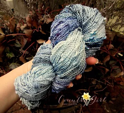 Hand Dyed Yarn MOONSTONE Nubbles Slub Fingering SW Merino Wool 438yds 100gr • $25