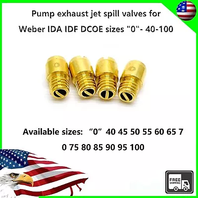 For Weber IDA IDF DCOE Pump Exhaust Jet Spill Valves Sizes  0 - 40-100 • $39.90