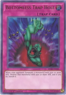 Yu-Gi-Oh Card - BLRR-EN101 - BOTTOMLESS TRAP HOLE (ultra Rare Holo) - NM/Mint • $4.89