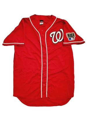 Washington Nationals Alleson MLB #42 RBI Red Stitched Jersey Mens Sz L • $29.22