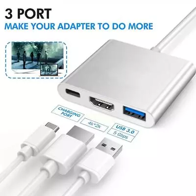 $11.76 • Buy USB-C HUB Adapter Type-C To USB HDMI-Compatible 4K Adapter Connector New
