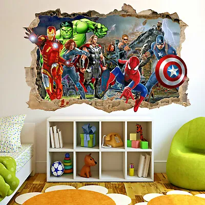 £15.99 • Buy Superheroes Avengers Spiderman Hulk Wall Stickers Art Decal Mural Room Decor 250