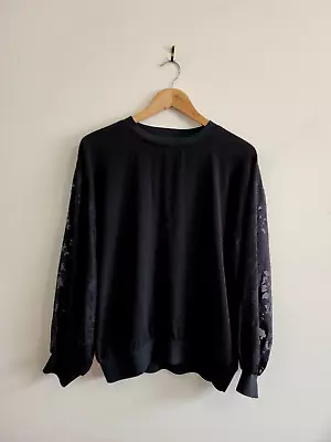 DECJUBA Label Women Black Relaxed Loose Balloon Sleeve Top Blouse Size L • $21