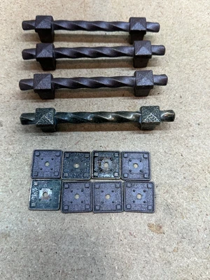 $19.95 • Buy Lot Of 4 Solid Brass Vintage 5  Drawer Pulls With Backers