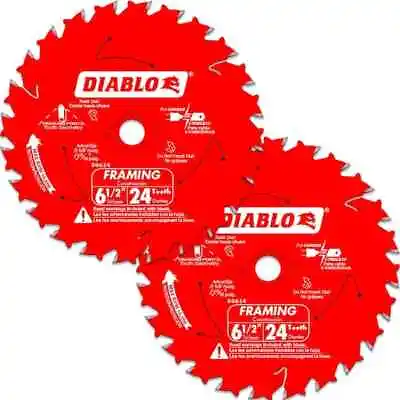 DIABLO Framing Circular Saw Blade Wood Cutting Tool 6-1/2 Inch 24 Tooth 2 Pack • $16.10