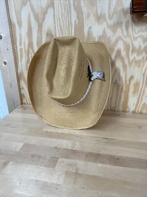 Resistol Self Conforming Vintage Cowboy Hat With Rope & Feather Size 7-1/4 • $69.97