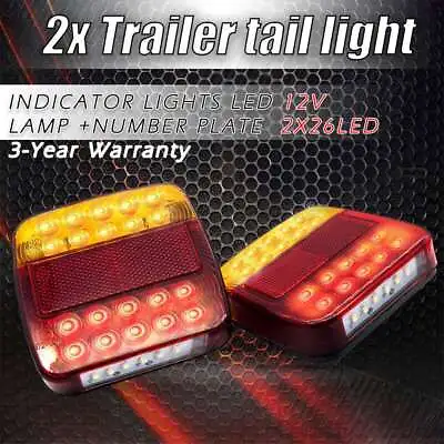 $17.59 • Buy 2X Trailer Tail Lights 26 LED Stop Tail Lights Kit Submersible Boat Truck Lamp