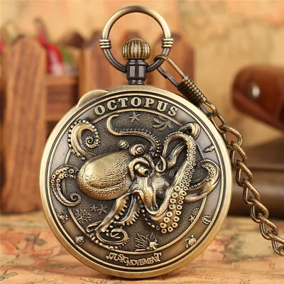 Special City Sky Musical Pocket Watch Octopus Manual Quartz Movement Chain Gift • $15.63