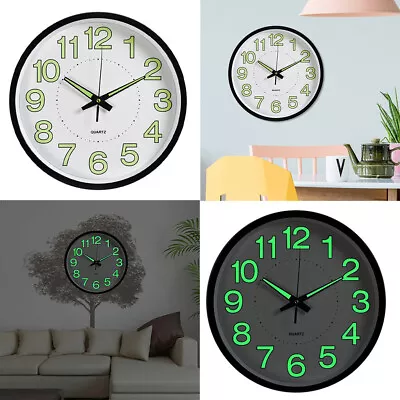 £11.94 • Buy 30CM Luminous Round Wall Clock Silent Home Bedroom Quartz Clock Glow In The Dark