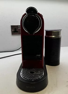 Red Nespresso Citiz Coffee Machine With Milk Frother  Great Condition • £51.10