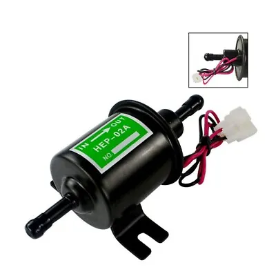 Black Inline Fuel Pump 12v Electric Transfer Low Pressure Gas Diesel HEP-02A • $7.75