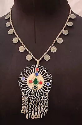 Vintage Handmade Ats Handmade Banjara Tribal Kuchi Afghan Pendant Necklace • $11.50