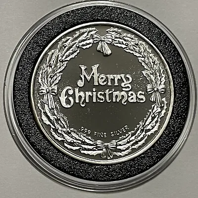 Merry Christmas Holiday Greetings Coin 1 Troy Oz .999 Fine Silver Round Medal • $55