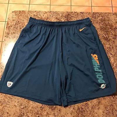 Nike Miami Dolphins Dri-Fit Shorts Training Aqua Orange Men’s Size 3XL • $22.99