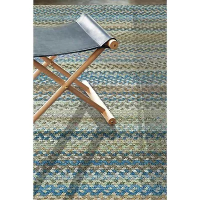 $68 • Buy Capel Rugs Kill Devil Hill Wool Country Braided Rectangle Rug Natural Blue 410