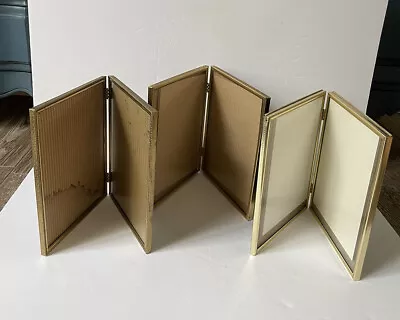 Vintage Picture Frame Gold Metal 8x10 Hinged Double Folding Granny Core Set 3 • $15.12