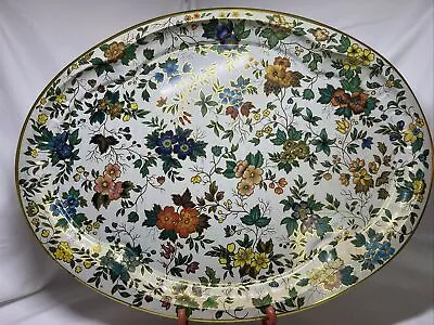 Vintage Daher Decorated Ware 11101 Made In England Tin Oval Tray Floral 1971 • $19.99